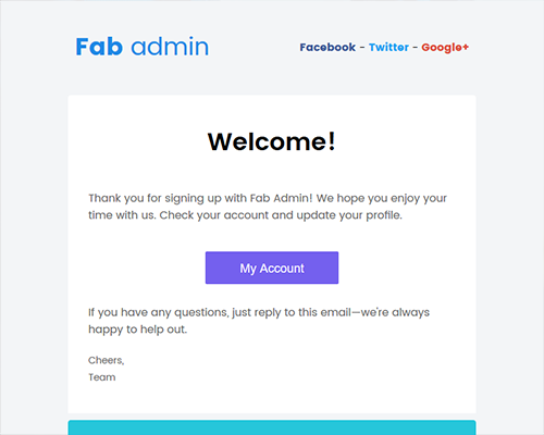 welcome email page